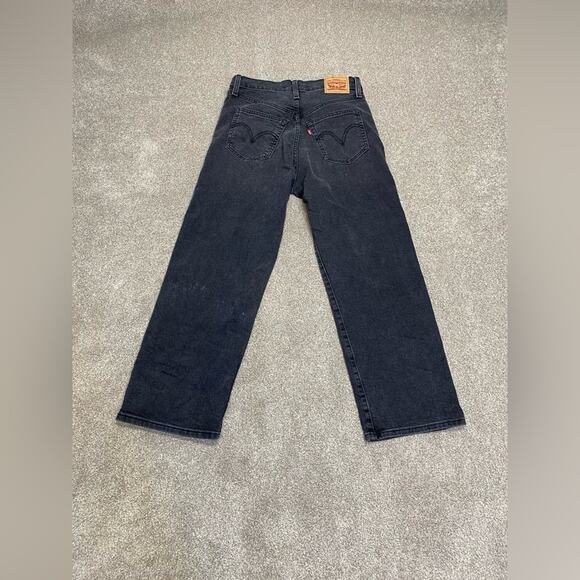 Classic Black Levi’s Ribcage Straight Ankle jeans 28x27 Highwaisted button fly - Picture 1 of 12